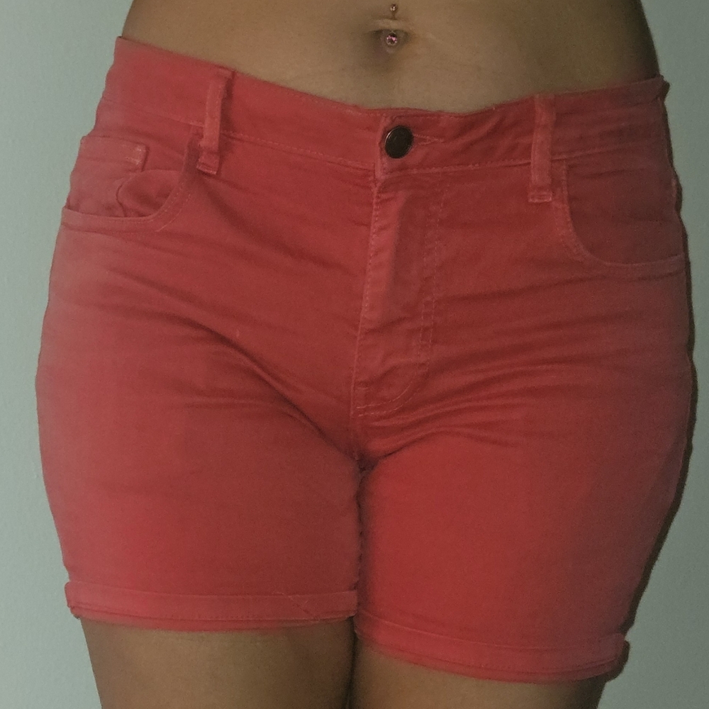 Red Denim Shorts - Picture 3 of 3